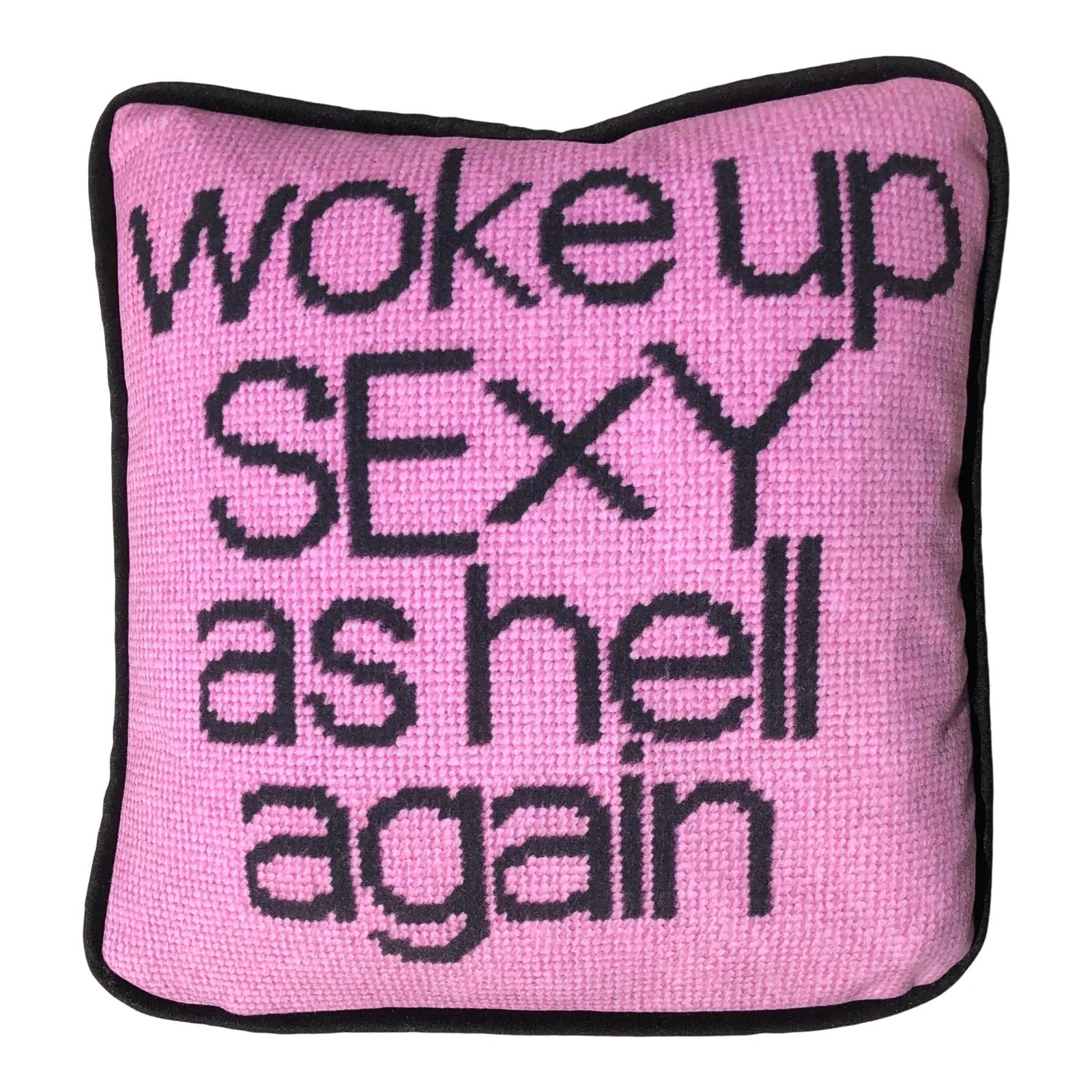 Pink Velvet "Woke Up Sexy" Feather Down Pillow / Original Design Custom Made | Chairish