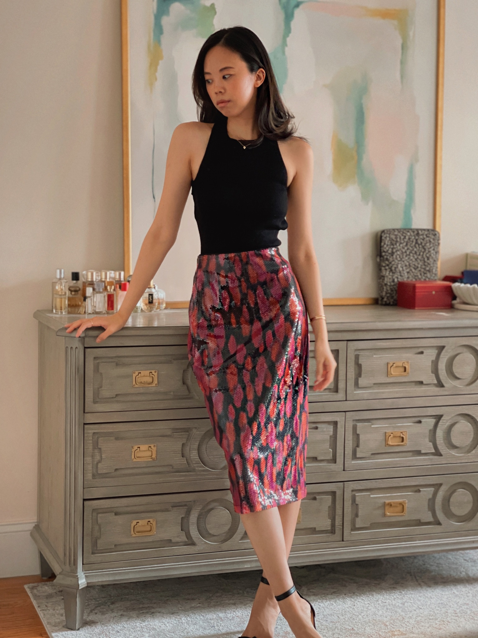 Holiday party outfit, holiday look, sequin skirt, midi skirt, holiday dress, sequin midi skirt, casual holiday party look 

#LTKHoliday #LTKunder100 #LTKGiftGuide