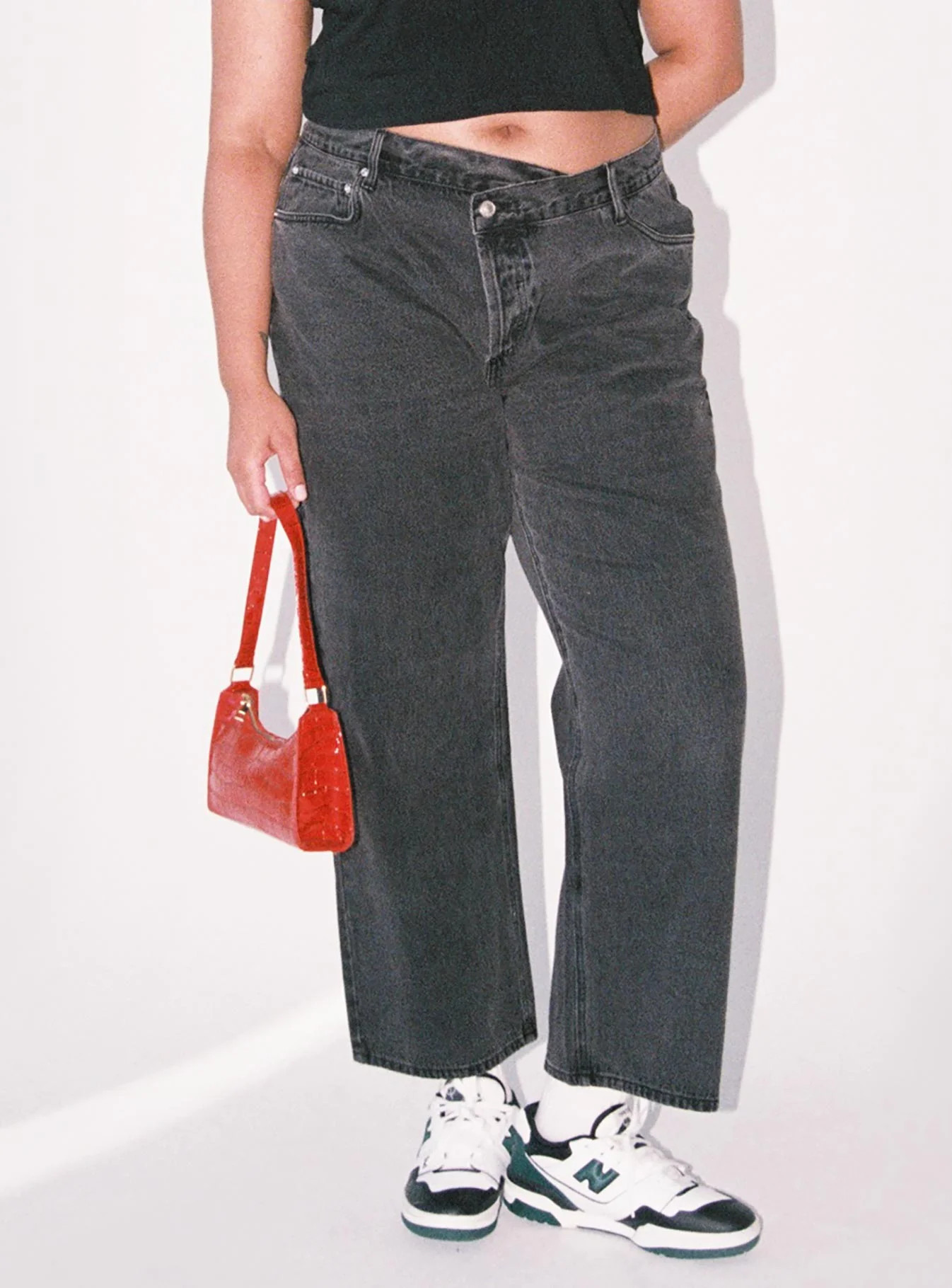 Holly Asymmetric Straight Leg Jean Black Denim Curve | Princess Polly AU