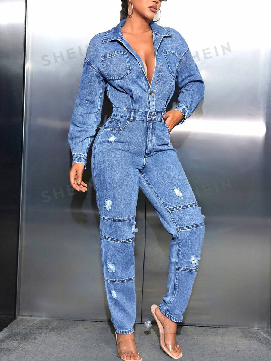 SHEIN SXY Denim Jumpsuit For Women | SHEIN