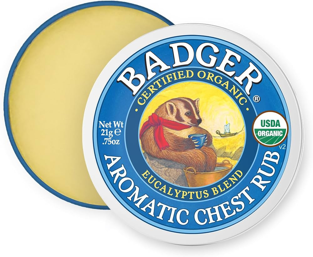 Badger Aromatic Chest Rub, 100% Organic Vaporub w/Eucalyptus & Lavender Essential Oils to Clear &... | Amazon (US)