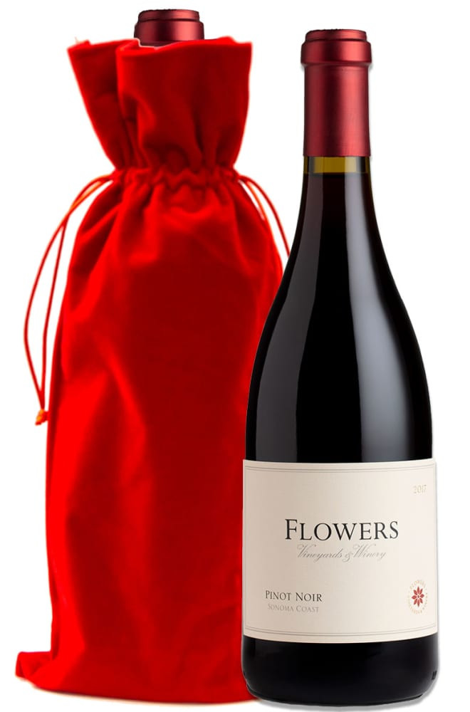 Flowers Sonoma Coast Pinot Noir with Red Velvet Gift Bag | Wine.com