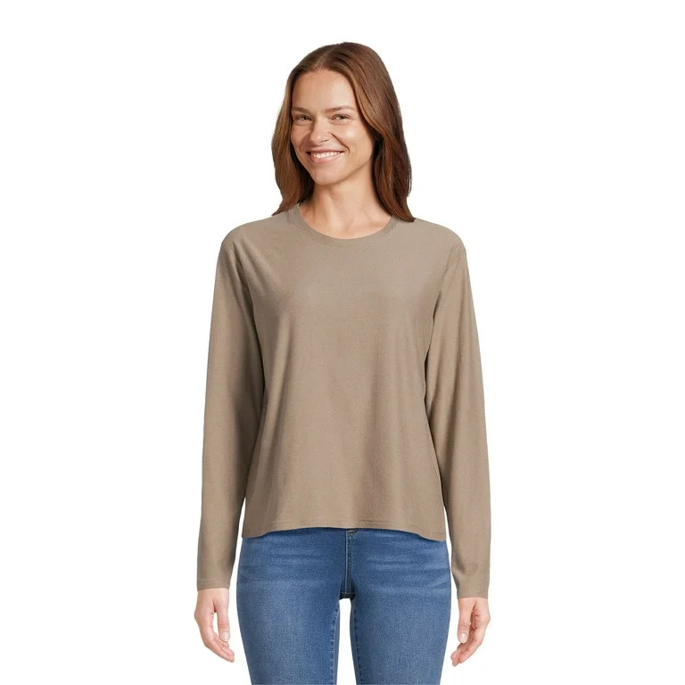 Athletic Works Women's and Women's Plus ButterCore Soft Tee with Long Sleeves, Sizes XS-4X - Walm... | Walmart (US)