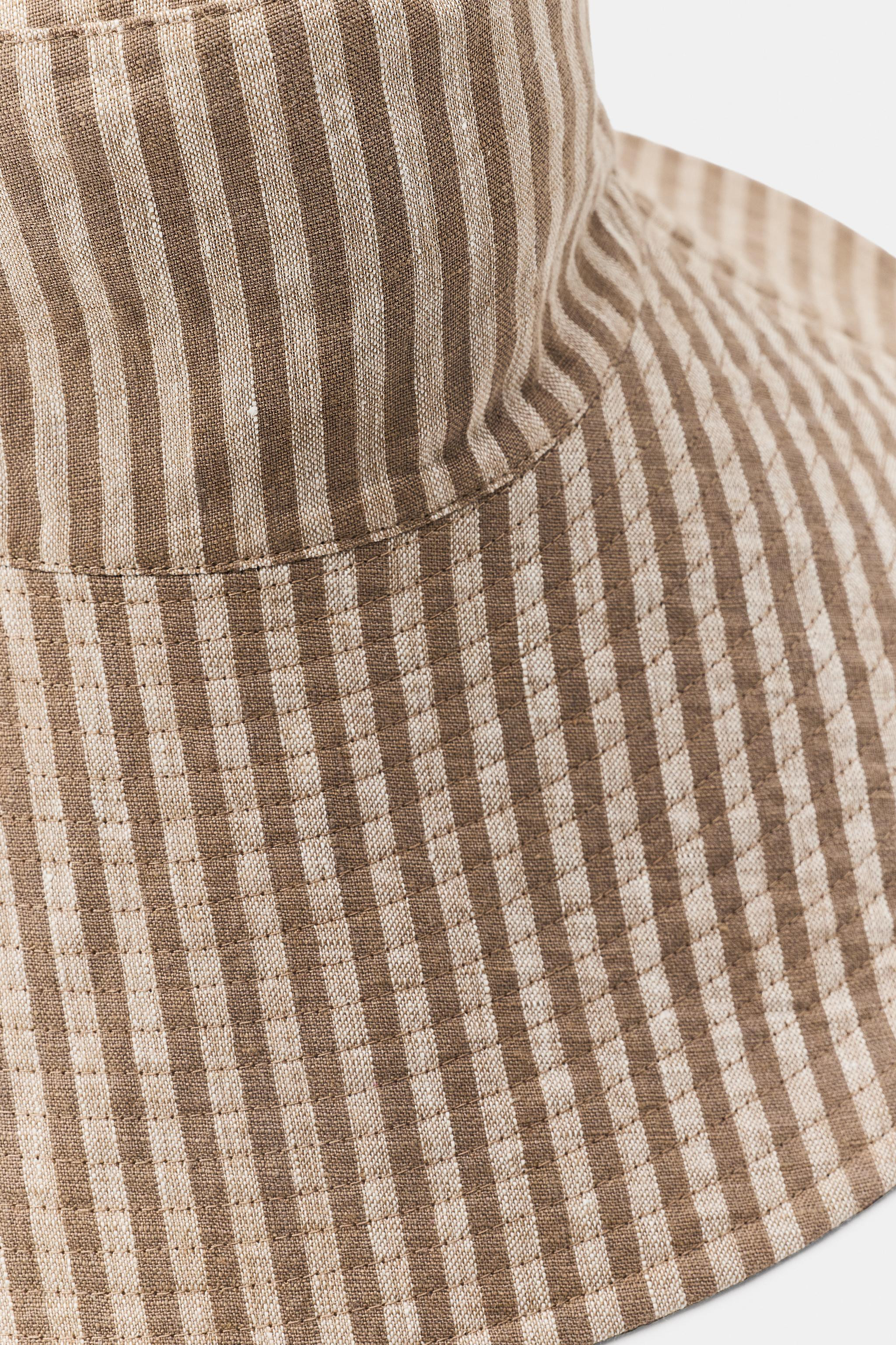 100% LINEN STRIPED REVERSIBLE HAT | Zara UK