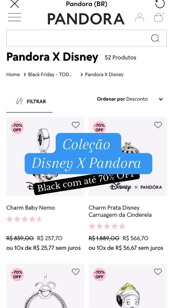 A black mais encantadora de todos os tempos🥹 simplesmente a coleção Disney + Pandora além de maravilhosa, está com até 70% OFF🔥 Bora ganrantir os presentes de final e, claro, se mimar também! 

#LTKbrasil #LTKpromo #LTKcriancas