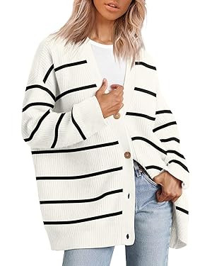 LILLUSORY Women's Cardigan 2023 Open Front Oversized Button Lightweight Sweaters V Neck Loose Car... | Amazon (US)