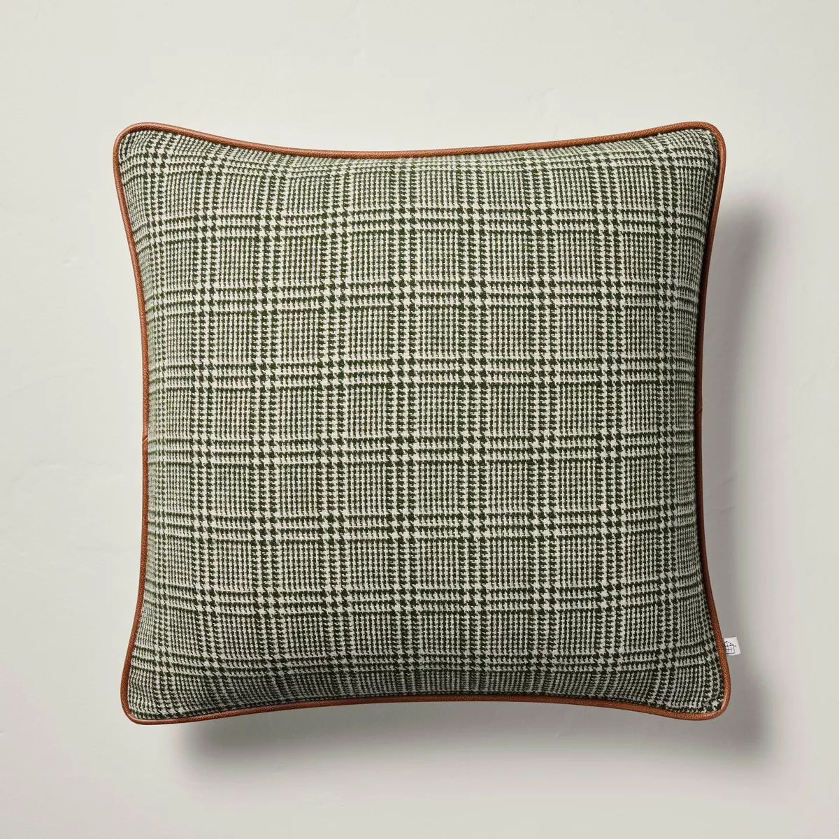 18"x18" Piped Houndstooth Square Throw Pillow Green/Brown - Hearth & Hand™ with Magnolia | Target