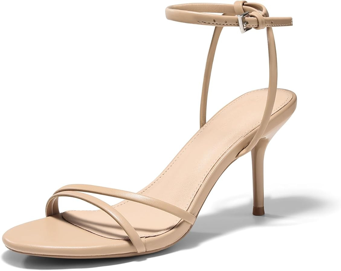 Coutgo Womens Strappy High Heels Open Almond Toe Dress Shoes Ankle Strap Summer Heeled Sandals | Amazon (US)