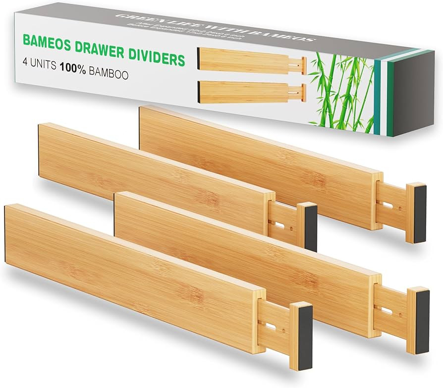 BAMEOS Drawer Dividers kitchen Organization Bamboo Utensil Organizers for Kitchen Bedroom Bathroo... | Amazon (US)