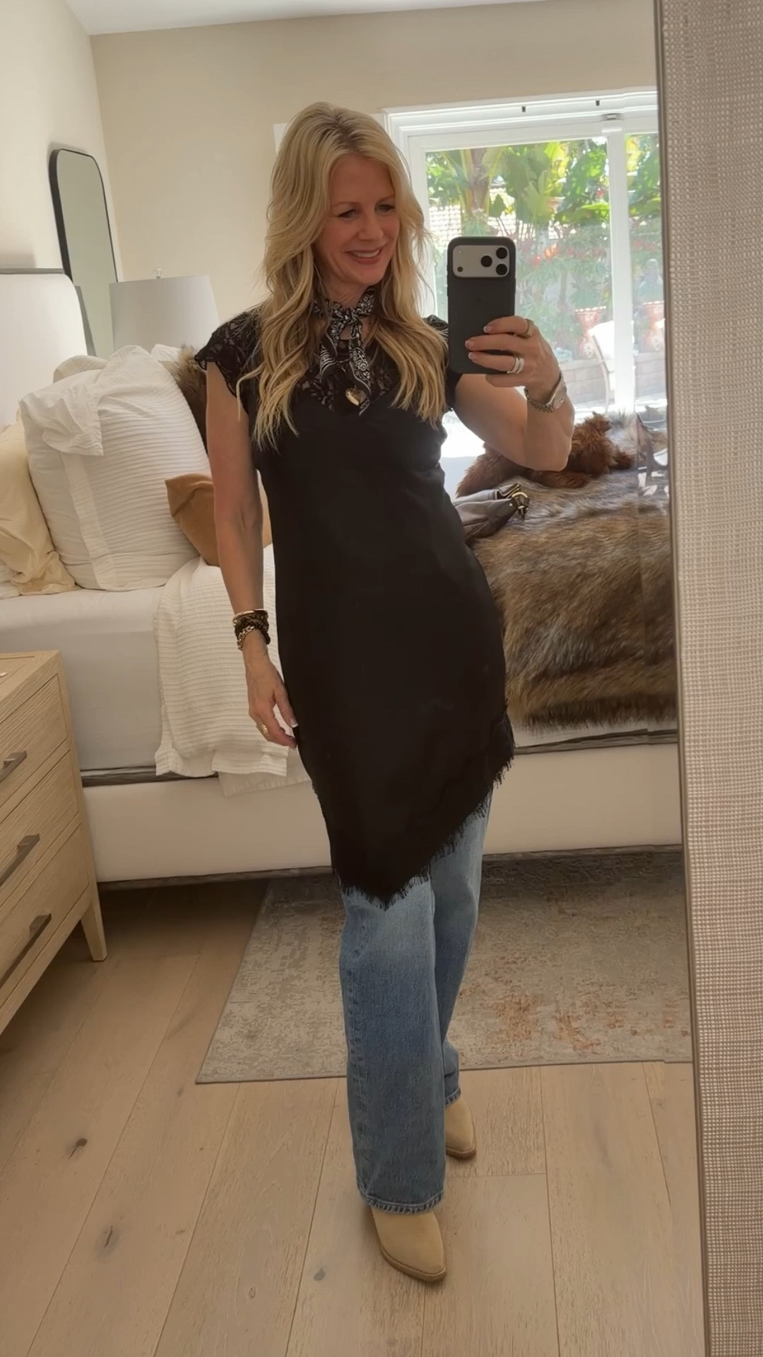 OOTD - A fun layered look with a silk slip dress over jeans  

#LTKootd #LTKWorkwear #LTKgrwm