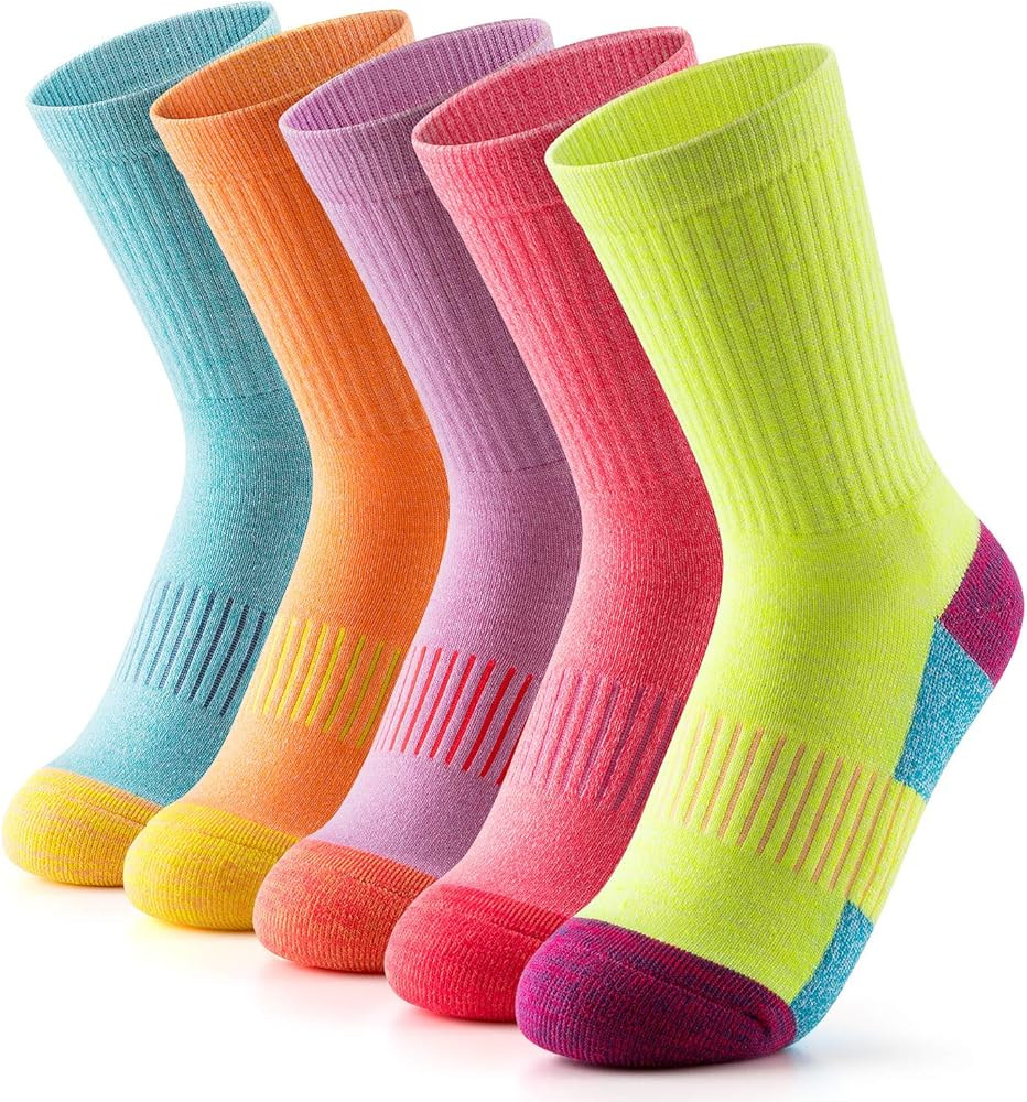 Gonii Women Socks Hiking Running Thick Cushion Athletic Crew Socks 5-Pair | Amazon (US)