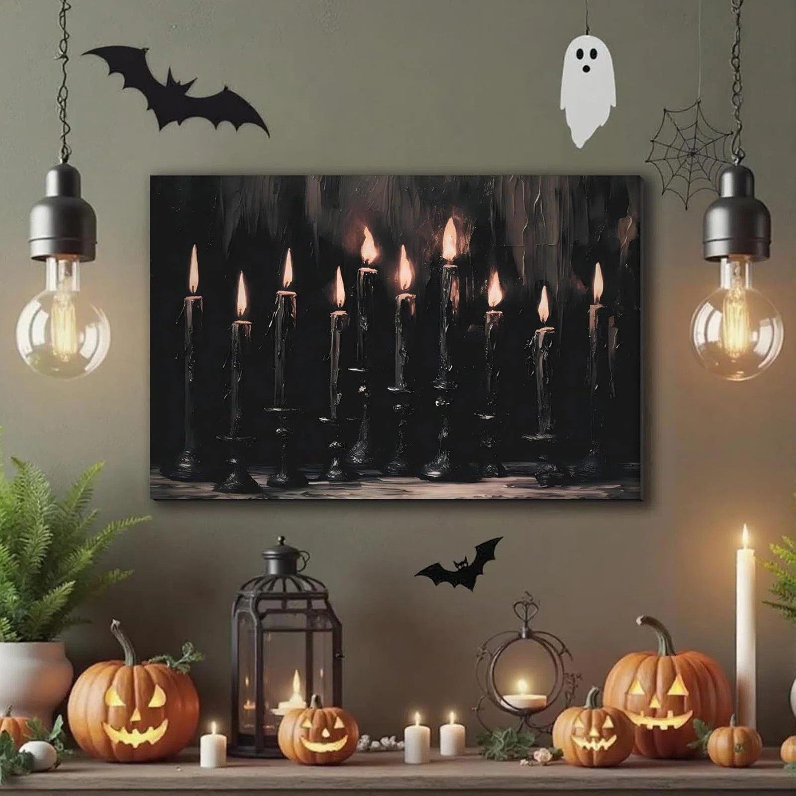 Fleur De Lis Living Halloween Decor Black Candles Pictures Canvas Prints, Vintage Halloween Moody... | Wayfair North America