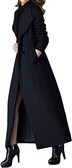 PENER Women's Charming Long Wool Trench Coat Winter Double Breasted Classic Warm Thick Jacket | Amazon (US)