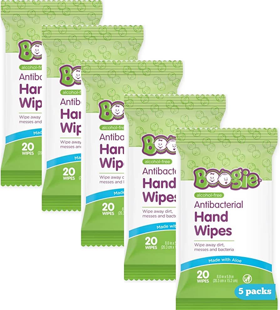Antibacterial Hand Wipes by Boogie, Alcohol Free, Hypoallergenic and Moisturizing Aloe, Hand Wipe... | Amazon (US)