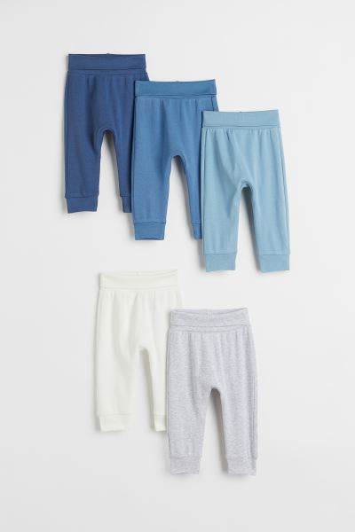 5-pack Cotton Pants - White/light beige melange - Kids | H&M US | H&M (US + CA)
