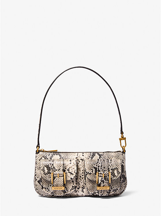 Zoe Small Snake Embossed Leather Convertible Pochette | Michael Kors US