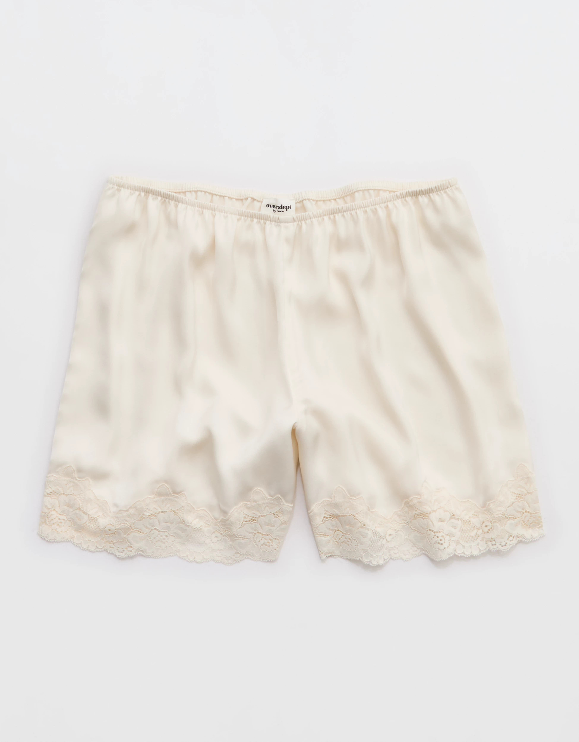 OVERSLEPT by Aerie Liquid Satin Lace Trim Short | American Eagle Outfitters (US & CA)