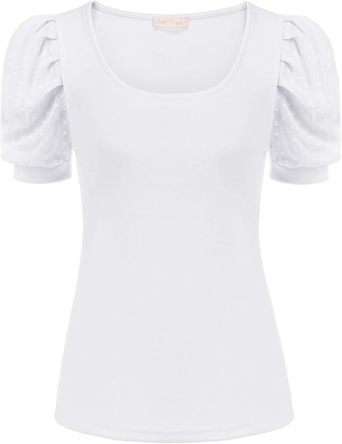 Belle Poque Women Elegant Puff Sleeve Top 1950s Vintage Blouse Tops for Casual Work BPS2079 | Amazon (US)