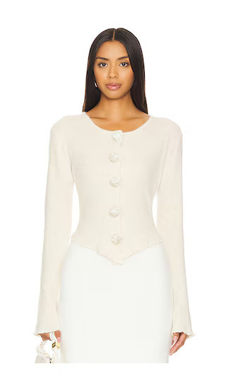 Bubish Rosette Knit Cardigan in Ivory. | Revolve Clothing (Global)