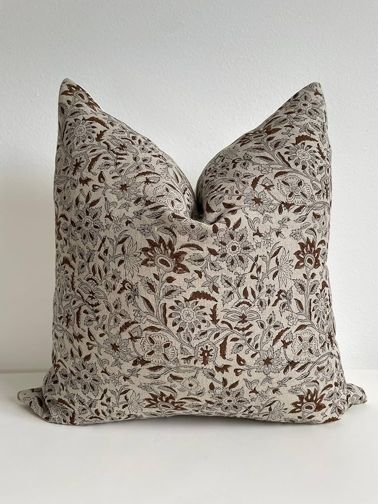 Generic Canyon Theory Hand Block Print Organic Linen 20x20 Inch Throw Pillow Cover: Indoor Outdoo... | Amazon (US)