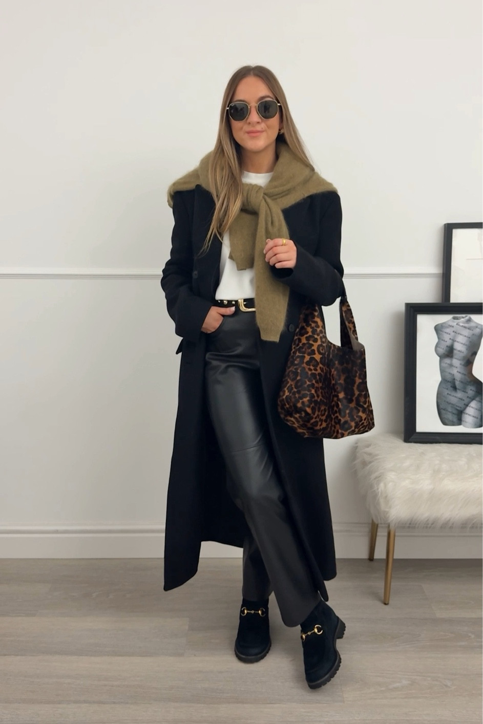 Autumn winter smart casual outfit with wool black coat, faux leather trousers & Gucci horsehair boots.

#LTKautumn #LTKwinter #LTKstyletip