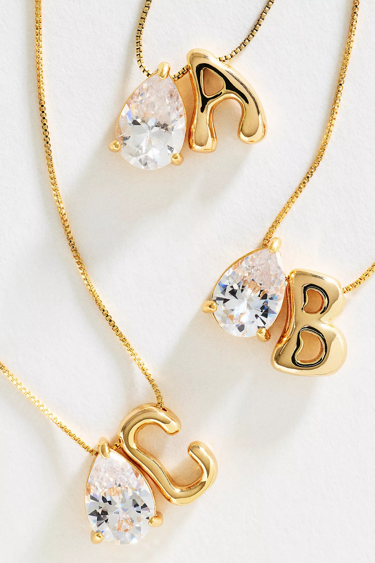 Bubble Initial and Pear-Cut Stone Necklace | Anthropologie (US)