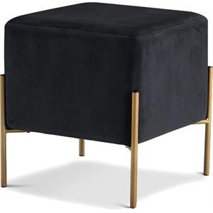 Meridian Furniture Isla Contemporary Velvet Ottoman/Stool in Black | Homesquare