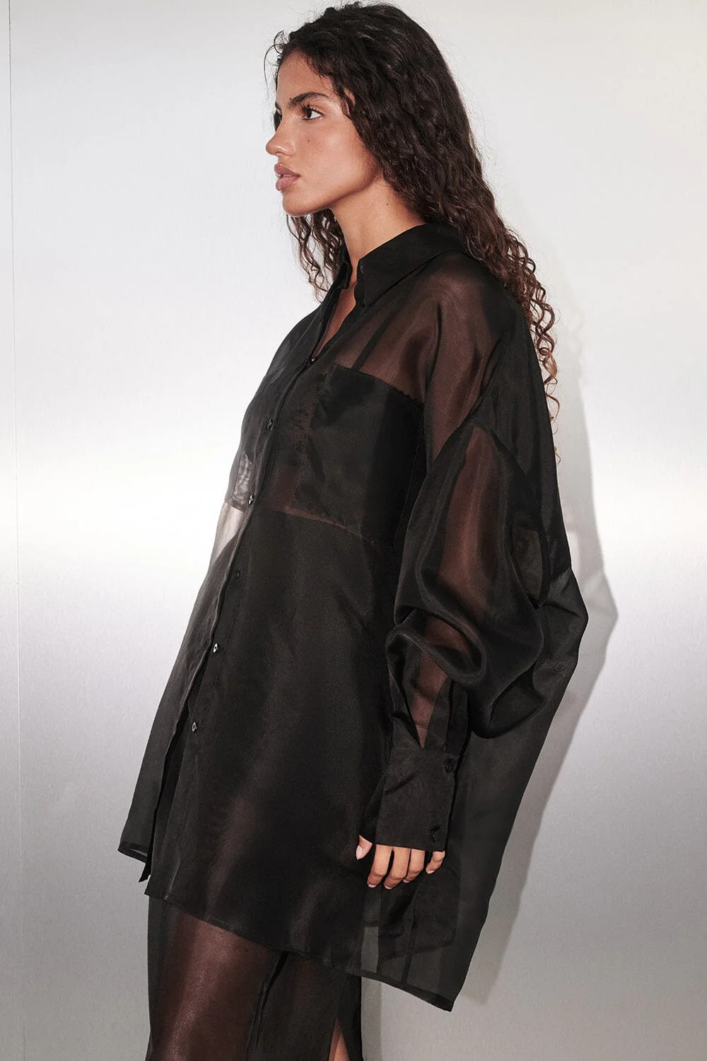 SIAN BLACK SILK ORGANZA SHIRT | DISSH