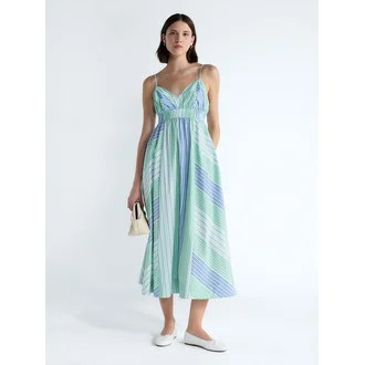 Free Assembly Women's and Women's Plus Striped Cotton Maxi Dress, with Cut Out Back, Sizes XS-4X | Walmart (US)