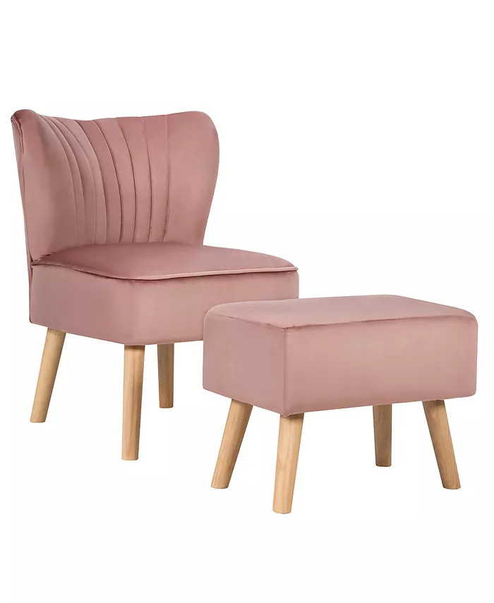 Leisure Chair and Ottoman Thick Padded Velvet Tufted Sofa Set | Macy's