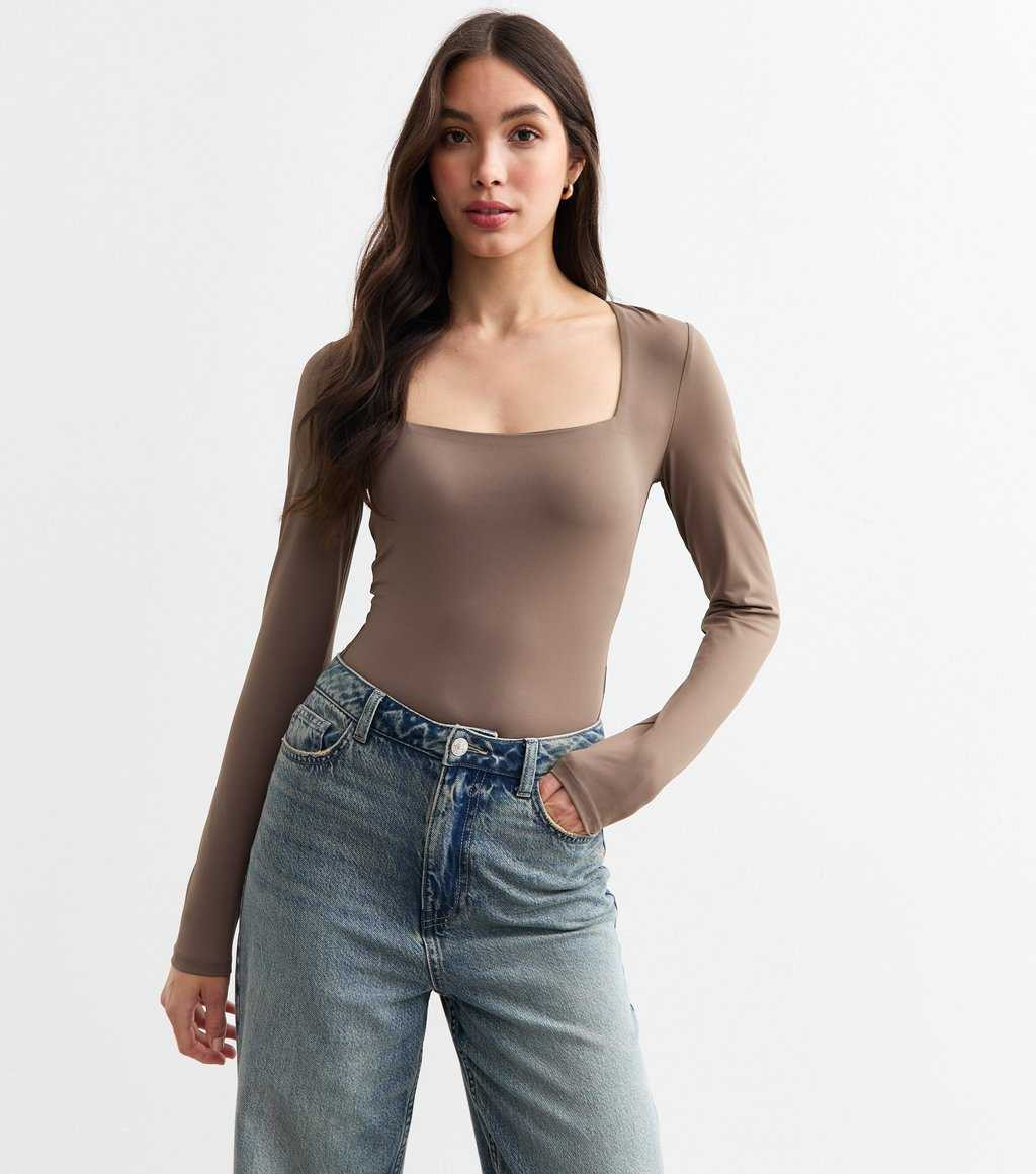 Mink Square Neck Long Sleeve Bodysuit 
						
						Add to Saved Items
						Remove from Saved It... | New Look (UK)