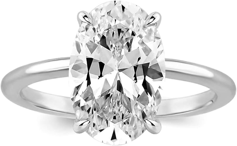 3.5 Carat Elongated Oval Cut Engagement Ring for Women Gold Plated 925 Sterling Silver Simulated ... | Amazon (US)