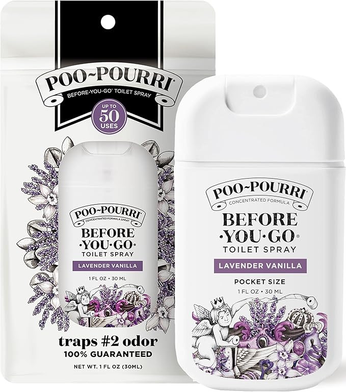 Poo-Pourri Before-You-Go Pocket Toilet Spray, Travel Essentials, Lavender Vanilla, 1 Fl Oz, Up to... | Amazon (US)