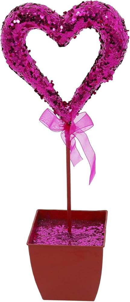 Celebrate It 15" Heart Topiary Tabletop Décor in Square Container Valentine's Day Decorations | Amazon (US)