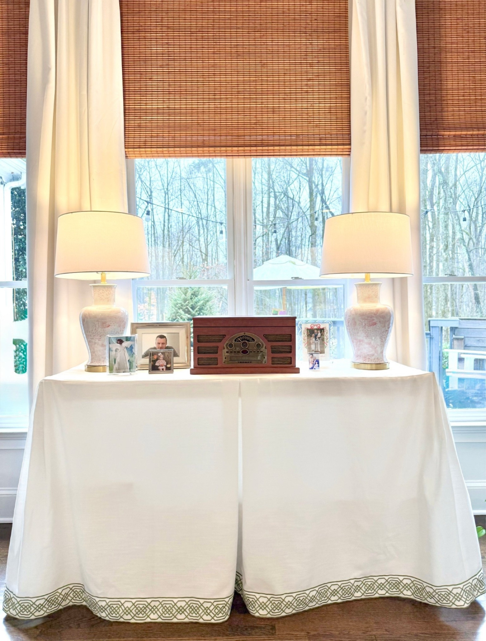 I love this custom console cover I found on Etsy! I messaged the seller and he was able to make the cover in the exact dimensions of the table we had. The material is great quality in person, the trim is nice and thick! Love it! ￼

#LTKSeasonal #LTKHome