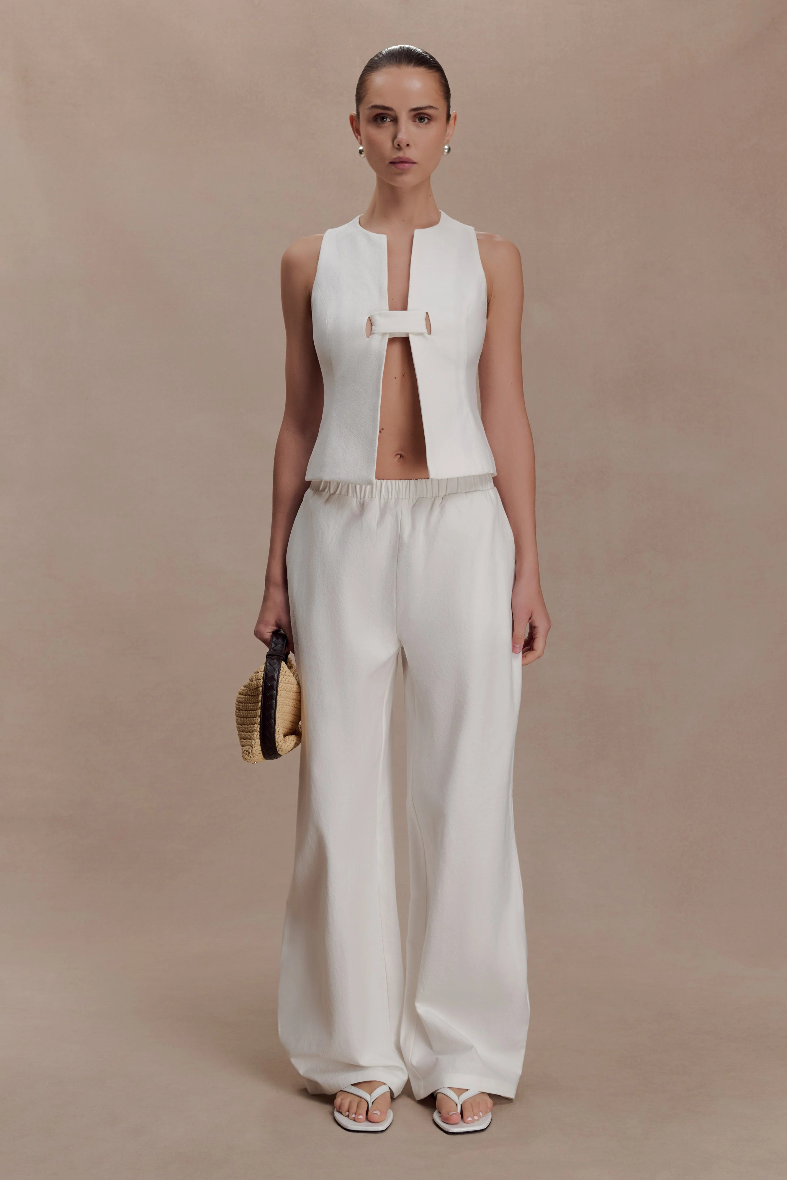 Cotton Sleeveless Top - White | MESHKI US