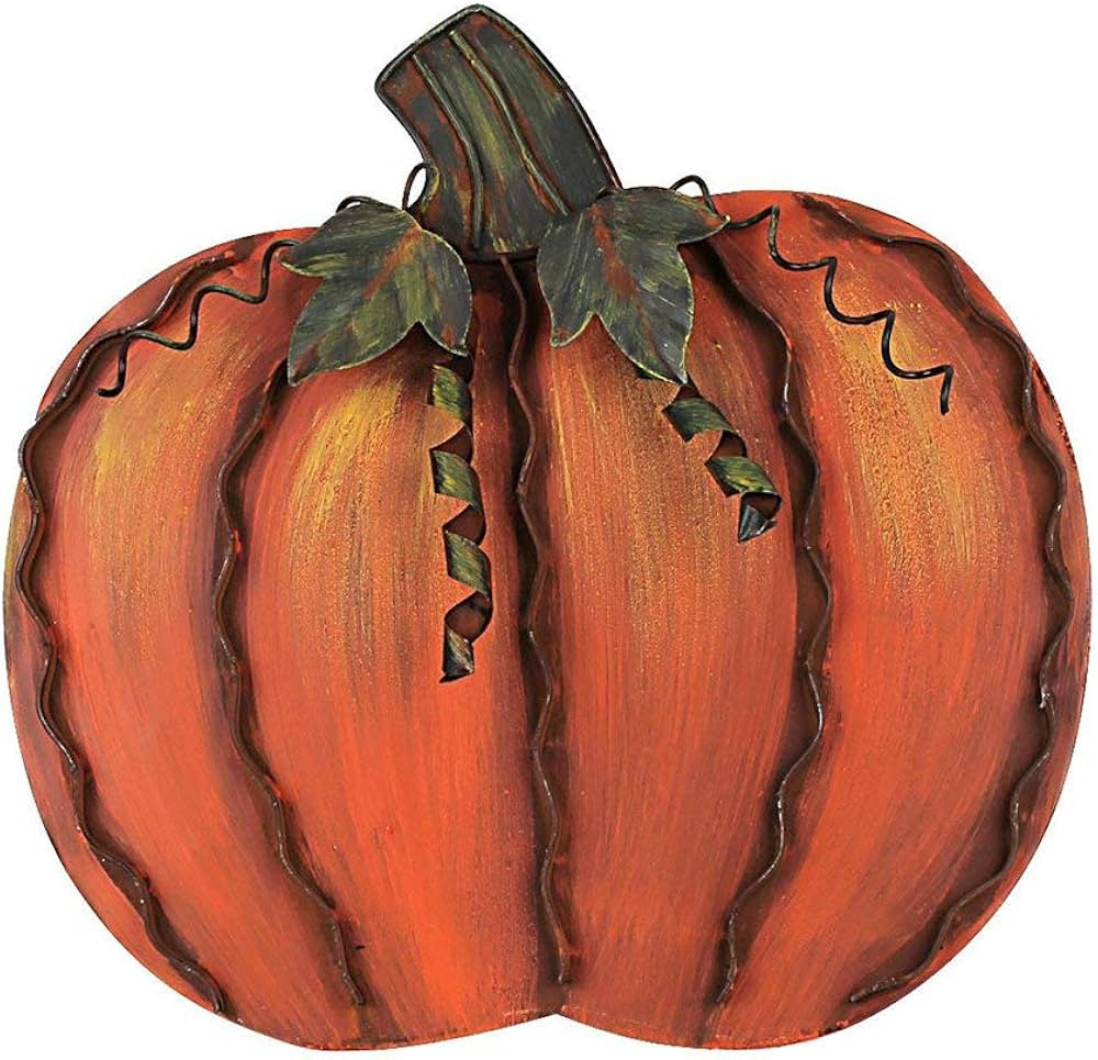 Metal Fall Pumpkin Decor, Indoor Outdoor Standing Flat Pumpkin Decoration for Autumn Harvest Than... | Amazon (US)