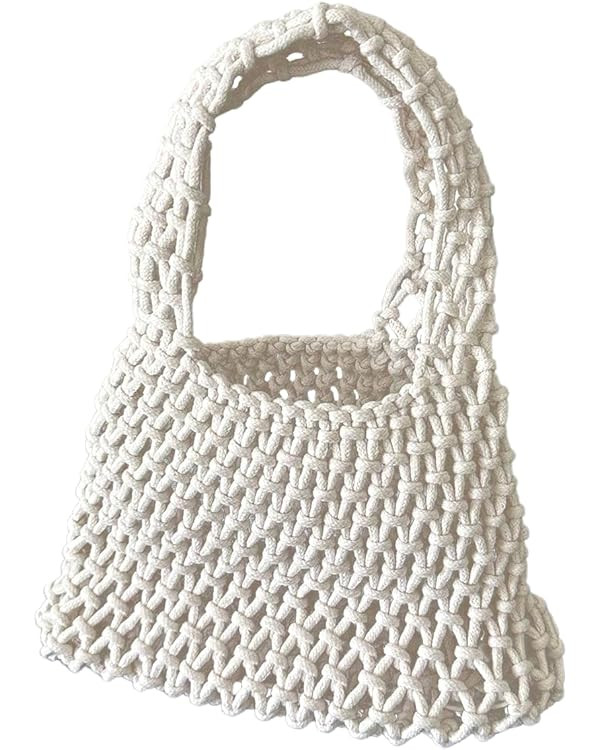 QWINEE Women's Crochet Clutch Purse Hollow Out Handbag Square Causal Beach Vacation Bag | Amazon (US)