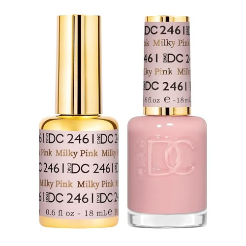 DND DC Gel Polish Set, Sheer Collection, UV/LED Gel Polish and Air Dry Nail Lacquer, Matching Chip-Free Polish Duo, 2461 Milky Pink, 0.5 Fl Oz | Amazon (US)