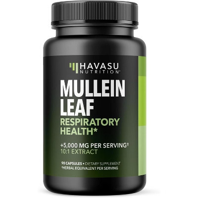 Mullein Leaf Extract Capsules, Lung & Respiratory Health, Daily Respiratory Health Supplement, Vegan Lung Support, Havasu Nutrition, 90ct | Target