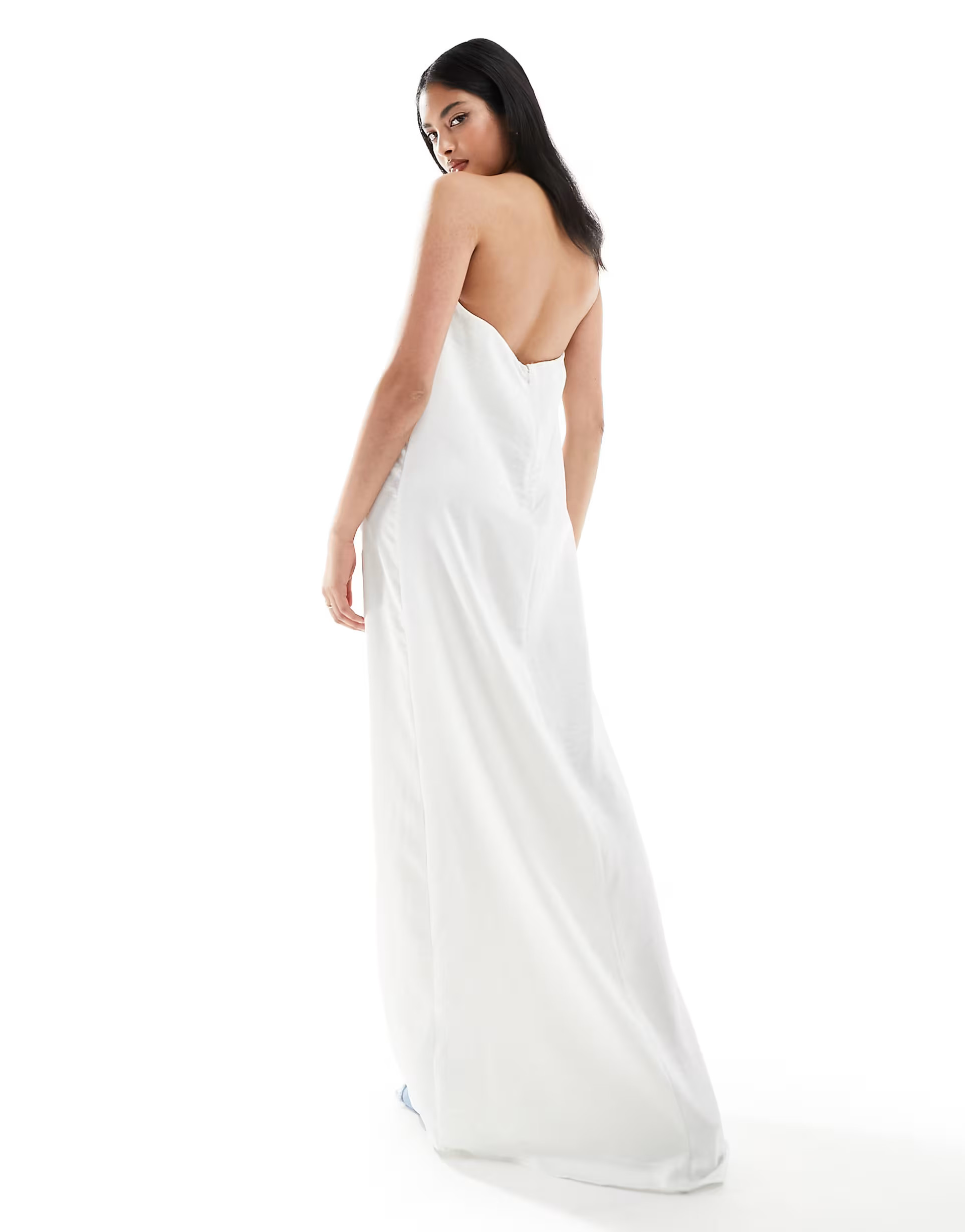 Vero Moda textured satin bandeau maxi dress in off white | ASOS (Global)