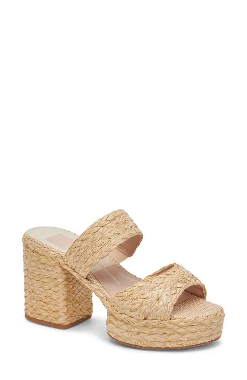 Dolce Vita Latoya Raffia Platform Sandal in Lt Natural Raffia at Nordstrom, Size 9 | Nordstrom