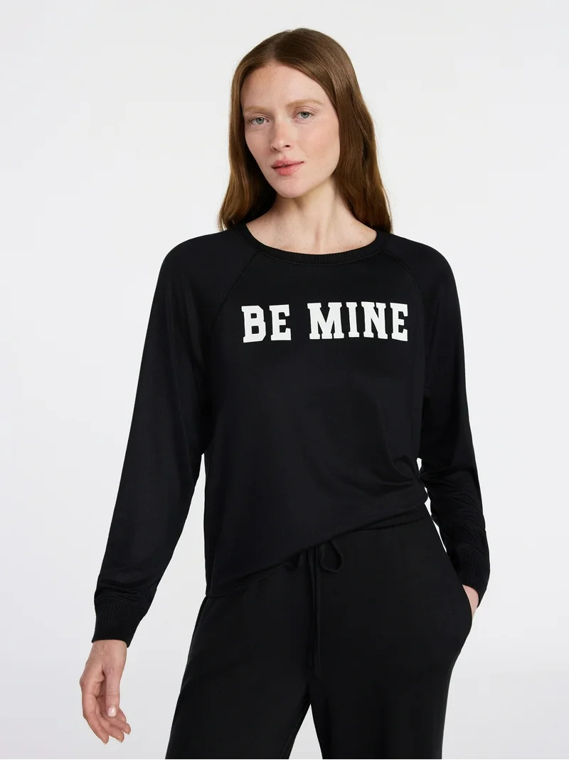 Joyspun Women's Cozy Lounge Collection Hacci Knit Long Sleeve Sleep Top, Sizes XS-3X | Walmart (US)