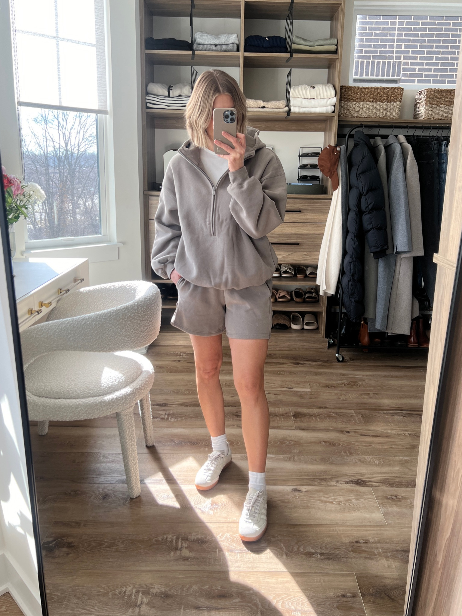 Wearing small sweat shorts, 2 sweatshirt, medium tee, 7 sneakers (sized down one)

#LTKstyletip #LTKfindsunder50 #LTKfindsunder100