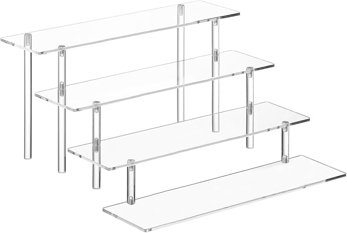4 Tier Acrylic Perfume Organizer Stand, Clear Display Risers for Perfume, Cologne, Cosmetic, Skin... | Amazon (US)