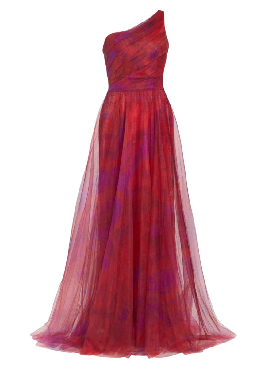 Draped Printed One-Shoulder Gown | Saks Fifth Avenue