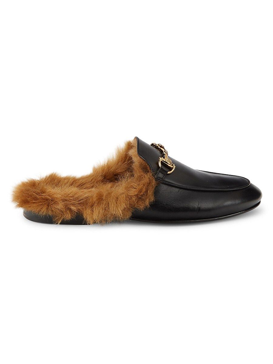 Cavalli Class by Roberto Cavalli Men's Faux Fur Lined Leather Mules - Black - Size 11.5 | Saks Fifth Avenue OFF 5TH