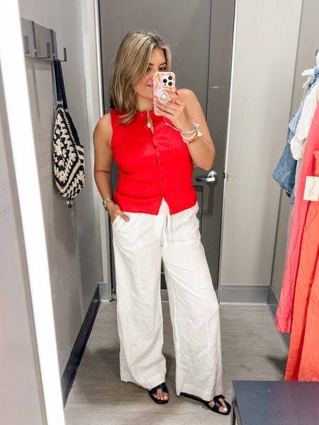 Target try on size 8. Midsize Target fashion finds. Summer mom outfits on a size eight. 
Ribbed vest runs slightly small. In a medium but need a large.
Linen pants tts but size down if in between.

@targetstyle @target #target #targetstyle #targetfinds 

#LTKFindsUnder50 #LTKMidsize #LTKSaleAlert