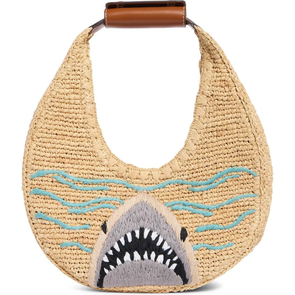 STAUD Moon Raffia Tote in Great White at Nordstrom | Nordstrom