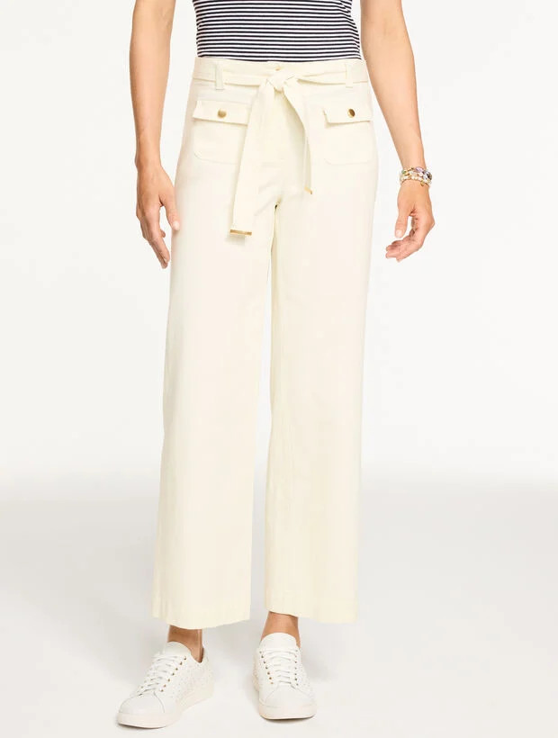 Wide Ankle Belted Twill Pants | Talbots